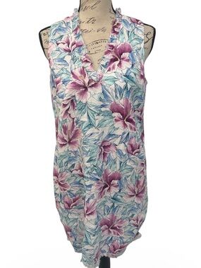 Tommy Bahama Linen Floral Shift Dress NWT Size Small Petite Tropical Pockets